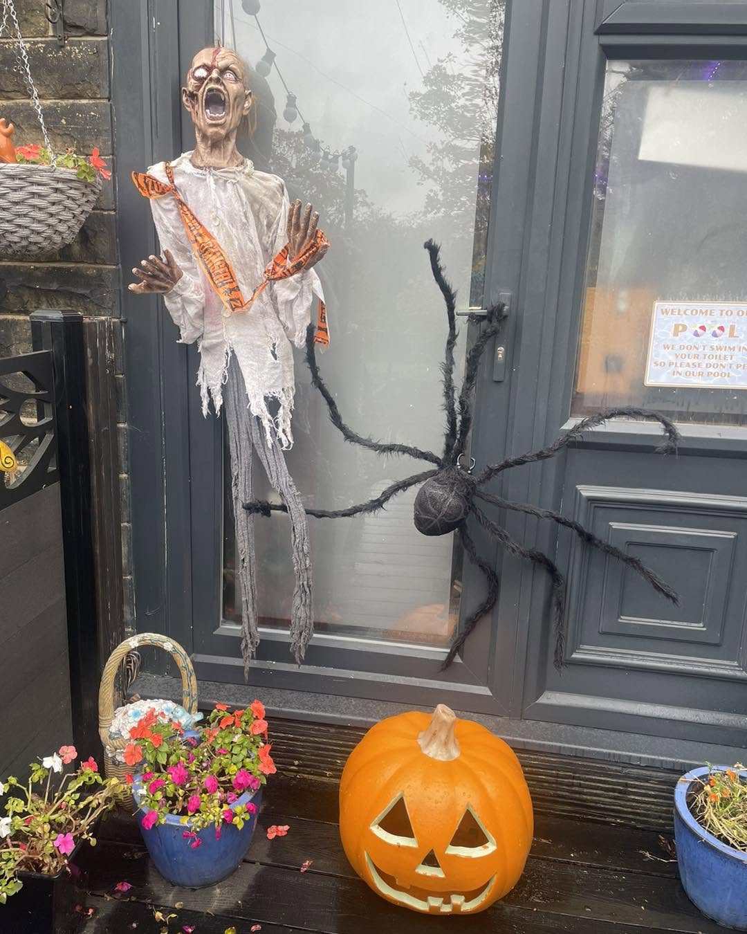 Halloween decorations at the entrance to Wendy's Swim School